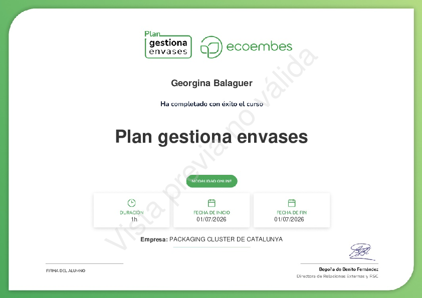 Certificado de Georgina Balaguer